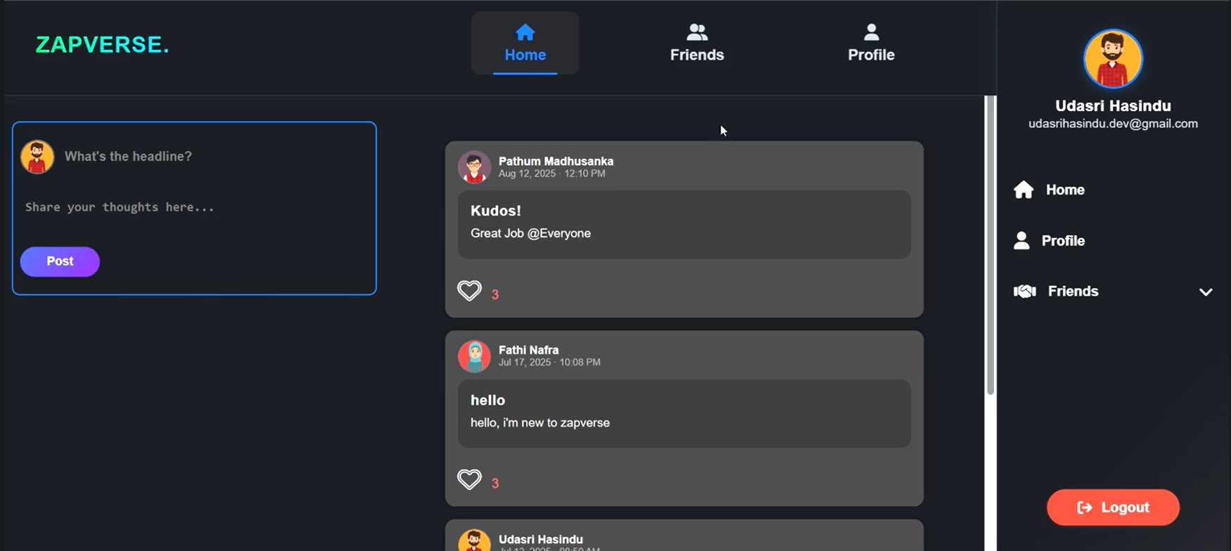 ZapVerse university social media platform